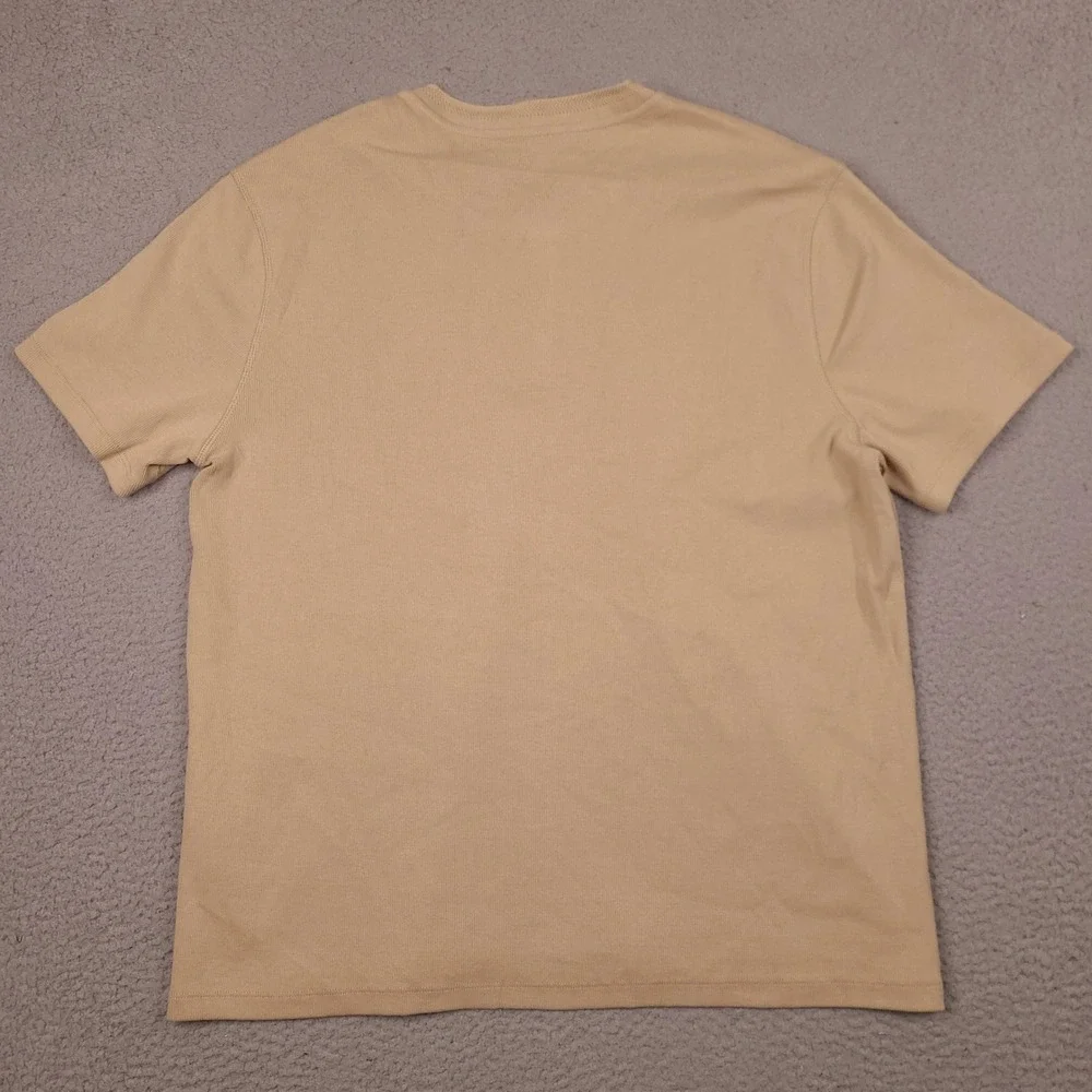 Banana Republic Henley Shirt Mens XL Brown Tan Khaki Ribbed Short Sleeve NWT
